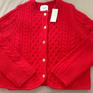 Abercrombie & Fitch Bright Red Knit Cardigan